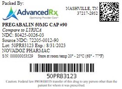 Pregabalin 50mg Cap Qty 90 Ndc 80425 0026